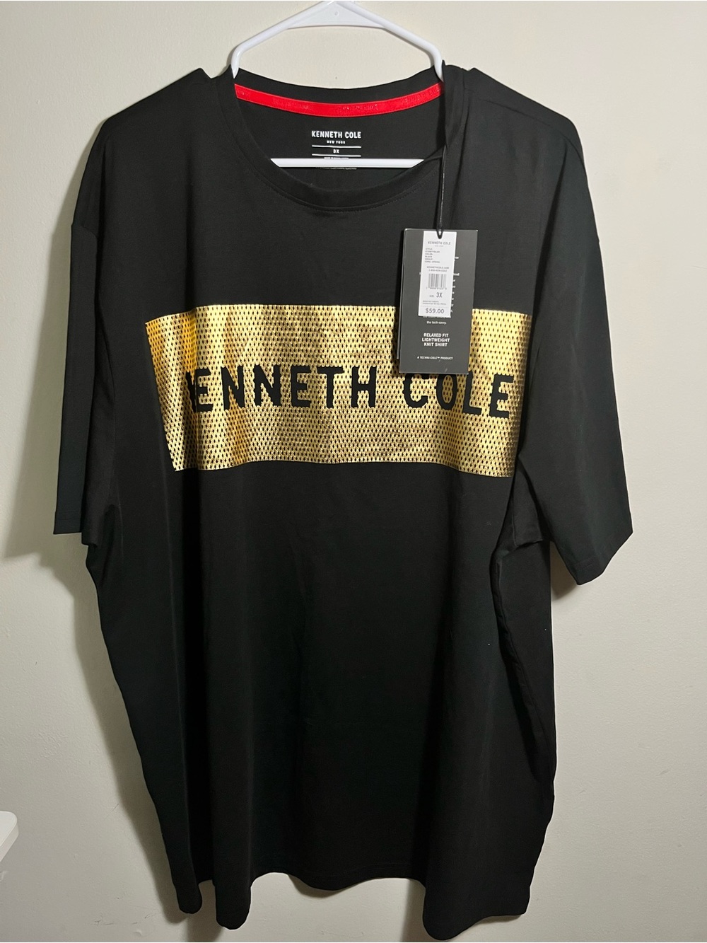 Kenneth Cole Black Short-Sleeve Tee with Gold Chest Panel